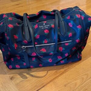 Kate Spade Black and Red Floral Travel Bag